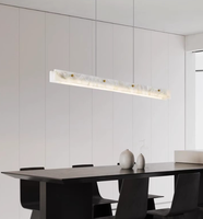 Lustre rectangulaire moderne en albâtre espagnol, suspension LED dimmable E12, blanc chaud, pour cuisine et salle à manger