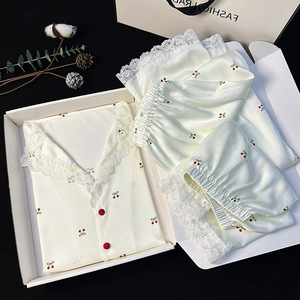 S3947R New Thin Ice Silk Three-piece Suit Internet Celebrity Cherry High-grade Ladies Home Clothes - Product Image 2