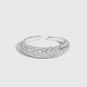 Sample Exclusive Design Solid s925 Sterling Silver ring Jewelry Rhodium Plated Tinfoil Pleats Stylish Resize Adjustable Rings