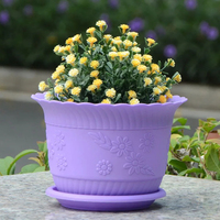 Pot de fleurs en plastique coloré Balcon Pot de plantes Ridge Design Pot de fleur Pp Résine Pot de fleur en plastique avec Lotus