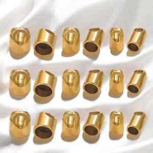 <b>Leather</b> Cord End Cap Side Loop | 18K PVD Gold Plated Stainless Steel Barrel Connector DIY <b>Bracelet</b> Necklace Jewelry Making - Product Image 2