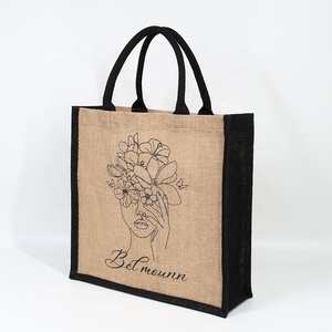 High Quality Fashion Hot Sale Burlap Custom Logo Eco Shopping <strong>Jute</strong> <strong>Bag</strong> with Snap Button - Product Image 5