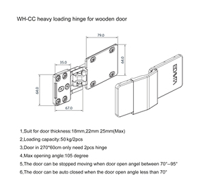 SAH4 50Kg Tải Nặng Full Overlay Auto Mềm Đóng Bản Lề Cho Cửa Gỗ - Product Image 6