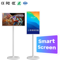 Moniteur tactile 32 pouces 1080p, téléviseur portable intelligent sur roulettes avec télécommande, fonctionnant sur batterie, avec caméra 5MP