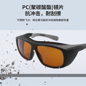 Gafas de seguridad para láser con montura negra, lentes de 2.0 mm, 70% de transmitancia de luz para protección contra la radiación, fabricadas en Shenzhen. - Product Image 3