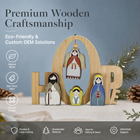 Décoration de Crèche en Bois Sculpté à la Main, Signe de Espoir, Figurine de Table en Bois Naturel, Cadeau Religieux de Noël, Décoration d'Intérieur