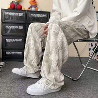 D:\Downloads\High Street Lamp Core Plush Casual Men's Letter Full Print Spring and Autumn Thin Pants Retro Loose