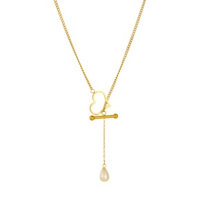 Heart Shape Geometric Necklace Faux Pearl Tassel Pendant Clavicle Chain Everyday Wear - Product Image 5