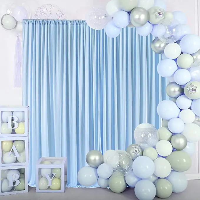 5ft x 10ft Light Baby Blue Backdrop Shower Party Wrinkle Free Drapes Fabric Wedding Photography birthday decoration curtains