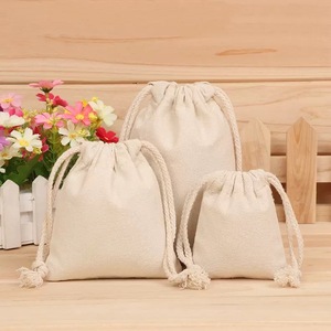 Bolsa de Tela de Algodón Muselina Orgánica Ecológica Personalizada, Bolsa Pequeña Blanca de Calicó con Cordón y Logotipo Promocional - Product Image 6