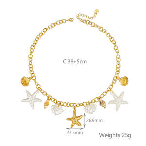 Collar con Colgante de Estrella de Mar con Temática Costera, Cuentas de Perlas Naturales, Capas de Conchas, Cadena de Acero Inoxidable Resistente para Mujer - Product Image 5