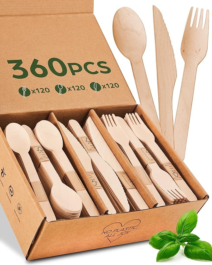 Eco Life Set alat makan kayu, Set peralatan makan dapur berpergian kayu harga pabrik