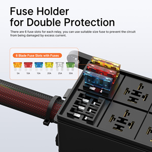 12V 40A 6 cách cầu chì và tiếp sức hộp không thấm nước có dây xe cầu chì hộp tiếp sức với 6x4 pin tiếp sức và 5A 10A 15A 20A 25A 30A Lưỡi Cầu Chì - Product Image 4