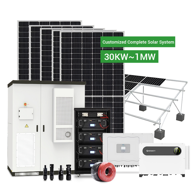 Customized Hybrid Solar Panel System 50kw 100kw 500kw 1MW Commercial Use Solar System Price List  with Lithium Ion Battery