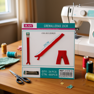 Cerniera invisibile rossa Ilan da 25 cm per cucito e artigianato - Product Image 2