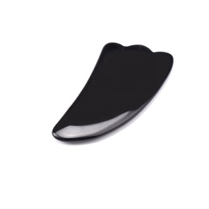 Mushang Skincare Gesichts massage gerät mit Box Horn Shaped Black Obsidian Gua Sha Stone - Product Image 1