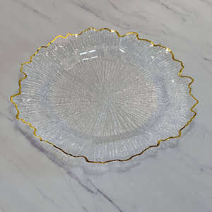 Plato de Presentación de 13 Pulgadas, Color Oro Rosa, Plástico Transparente, Venta al por Mayor, para Bodas y Fiestas, Reutilizable, Elegante y Económico - Product Image 1