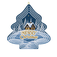 Décoration de Noël à suspendre : Carillon cabane enneigée, scène hivernale, peinture plate 2D, pendentif en fer pour fenêtre et porte de Noël, personnalisable