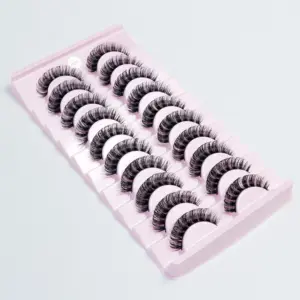 Russian Volume Strip Long Eyelashes D Curl Faux Mink Eyelashes Set Thick Russian Pack Of Ten Eyelashes