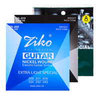 Senar gitar elektrik seri ZIKO DN, 6 buah senar baja nikel, 009 010