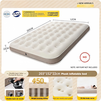 Matelas pneumatique gonflable avec revêtement floqué, surface douce, pompe électrique intégrée, lit d'air portable moderne pour usage extérieur