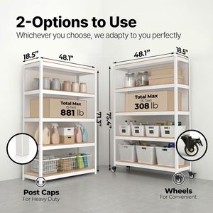 Medium Duty 5 Layer Steel Warehouse Rack Storage Shelving with Wheels and Corrosion Protection - Product Image 4