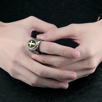 Bague dorée de jésus pour homme, en argent, nouvelle mode inspiré de la croix, design personnalisé, Diy, accessoire masculin