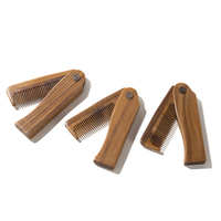 Green Sandal Wood Beard Comb for Men, Beard Care, Folding
