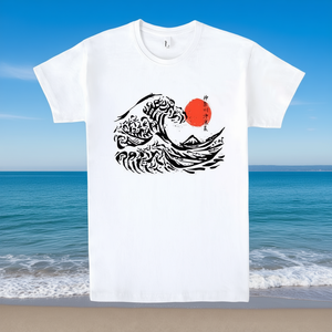 Camiseta The Great Wave, camisa informal blanca con diseño de ondas japonesas para hombre - Product Image 3