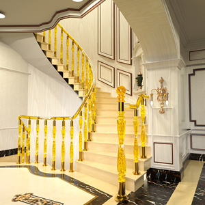 Su misura di lusso oro decorativo acrilico scala in plastica trasparente acrilico corrimano balaustre per Villa moderna personalizzata - Product Image 6