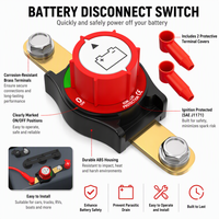 Interrupteur de déconnexion de batterie 12V 275A ON-OFF, bornes latérales à vis M10, pour voiture, camping-car, bateau, marine