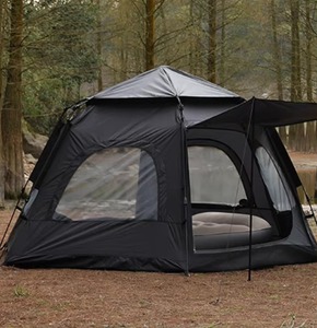 Black Customizable 6-8 Person Four-Season Oxford Hexagonal Camping <strong>Tent</strong> with Quick Setup Windproof &amp; UV Protection - Product Image 2
