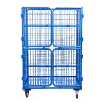 Troli Keranjang Baja Tugas Berat untuk Logistik dengan Kapasitas Beban 500kg, Lapisan Powder Coating, dan Sistem Penguncian