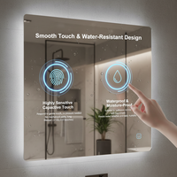 Saklar Dimmer Sensor Sentuh Pintar Kabinet Cermin LED DC24V 1 Tombol Fungsi Memori Kontrol CCT IP54 Tahan Air Waktu Temperatur