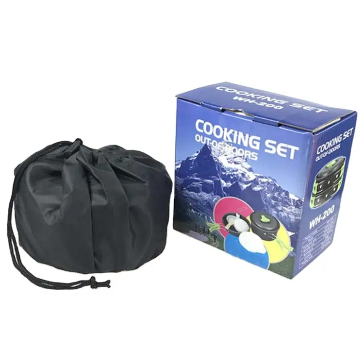 Black Camping Cookware Kit Giftbox packed Camping Pot+Pan Set, Lightweight and Compact Cookware for Hiking, Picnic