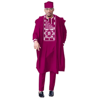 Boubou Traditionnel, Ensemble 3 Pièces Pantalon, Vêtements de Fête de Mariage, Tenues Africaines Bazin Riche, Ankara Dashiki Hommes Agbada