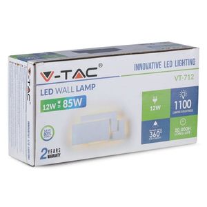V-TAC VT-712 3000K lampada da parete a LED rettangolare 12W moderna decorativa per interni per camera da letto Hotel da incasso in plastica - Product Image 2