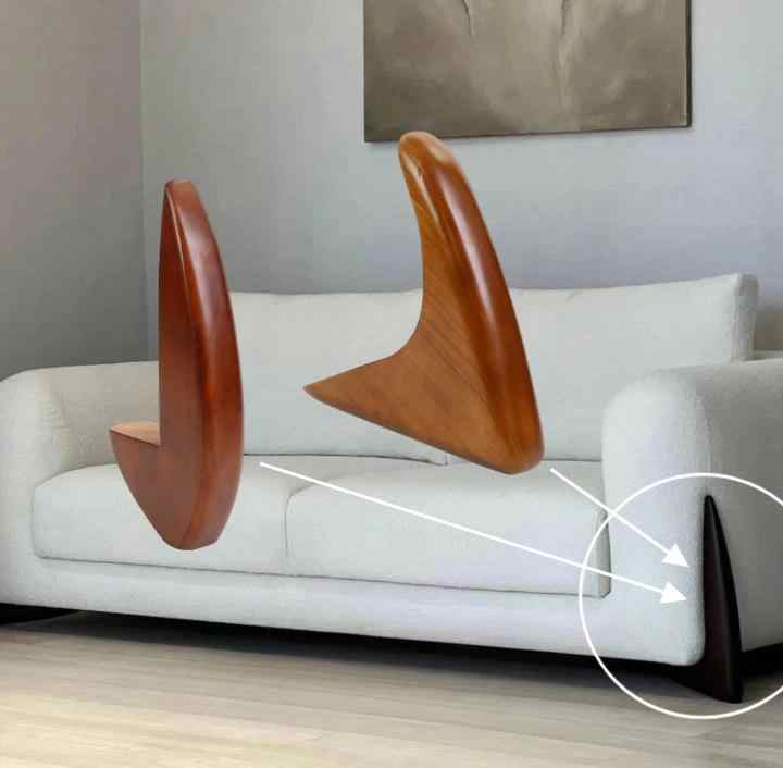 Durable Furniture Table Feet Tan Eyebrow Shape Couch Leg with Waterproof Coating Retro Settee Foot Country Style Wooden Sofa Leg
