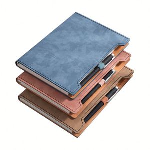 Cuaderno de Cuero PU Minimalista Estilo 2026, Diario A5 Moderno con Borde Dentado, Lazo Elástico para Bolígrafo y Marcapáginas de Cinta - Product Image 2