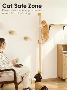 Griffoir mural pour <span class=keywords><strong>chat</strong></span> en sisal naturel, à fixer au mur |   <span class=keywords><strong>Poteau</strong></span> d'escalade pour <span class=keywords><strong>chat</strong></span> peu encombrant pour les grands chats d'intérieur - Product Image 5