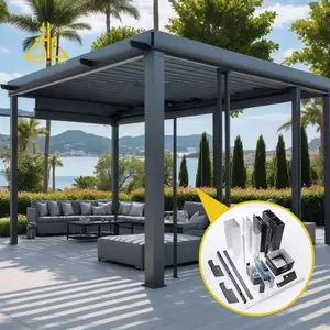 Solusi Khusus untuk ruang luar ruang bergaya cetakan khusus 6063 T6 bubuk pelapisan listrik Modern aluminium Pergola profil