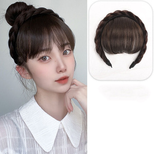 Parrucca femminile treccia di pesce cerchietto di simulazione capelli aria frangia pasta fritta torce trecce frangia naturale realistica - Product Image 3