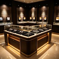 Vitrine Ronde Personnalisée pour Bijoux avec Éclairage LED, Comptoir de Présentation en Verre Stratifié pour Magasin