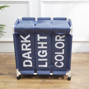 Cesta de Almacenamiento Móvil de Tres Compartimentos de Tela Oxford 600D Personalizable al por Mayor con Ruedas Universales - Cesta para <span class=keywords><strong>Ropa</strong></span> <span class=keywords><strong>Sucia</strong></span> - Product Image 2