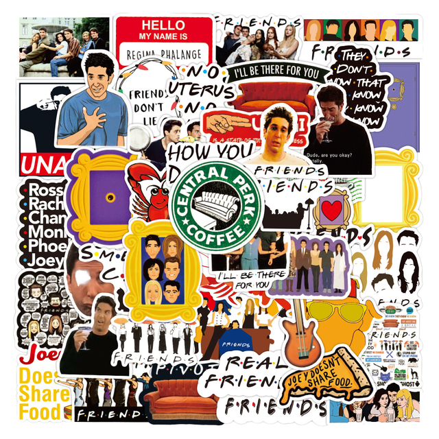 Newly Released 50PCS USA TV Series 'Friends' Funny Vinyl Sticker PVC Material for Holiday Decoration