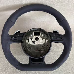 Volant en cuir suédé noir adapté pour <span class=keywords><strong>Audi</strong></span> A3 A5 A6 A6L A4 A4L C8 Q5 Q7 TT RS3 RS4 RS5 S4 S5 B8 B9 Style sportif - Product Image 1