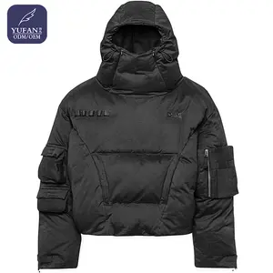 YuFan Custom Streetwear piumino Pullover tasche Cargo vuote nero leggero Bubble Winter piumino d'oca per uomo