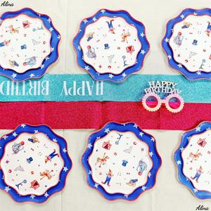 DAMAI Circus Kids Birthday Party Supplies Elephant Horse Clown Blue Red <b>Disposable</b> Party <b>Tableware</b> Paper Napkins Cups Plates - Product Image 2