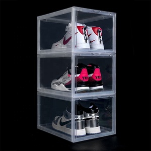 2022 Amazon hot Clear Magnetic shoe box storage Drop Front sneaker box custom plastic shoe boxes Acrylic stackable Transparent