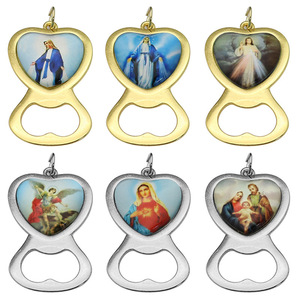 KOMI oro <span class=keywords><strong>argento</strong></span> a tema religioso a forma di amore apribottiglie di birra <span class=keywords><strong>ciondoli</strong></span> per artigianato fai da te portachiavi portachiavi accessori - Product Image 1